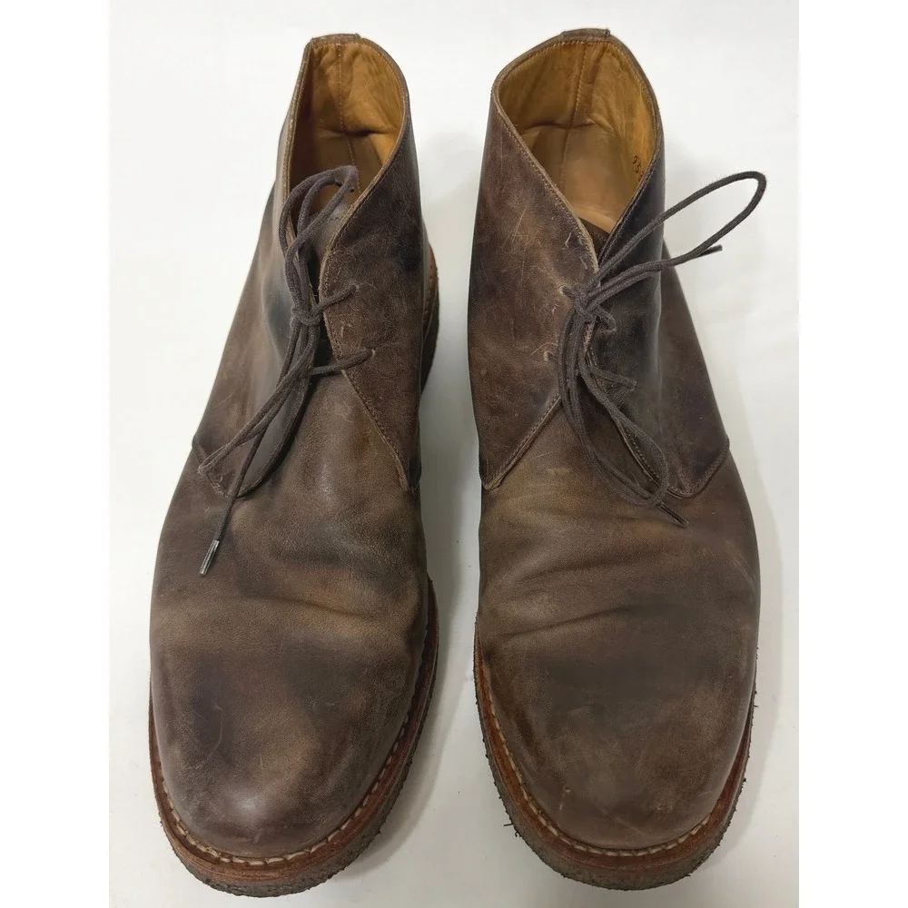 Calzoleria Harris Desert Chukka Boots Mens Size 10 Brown Leather Gum Sole Italy